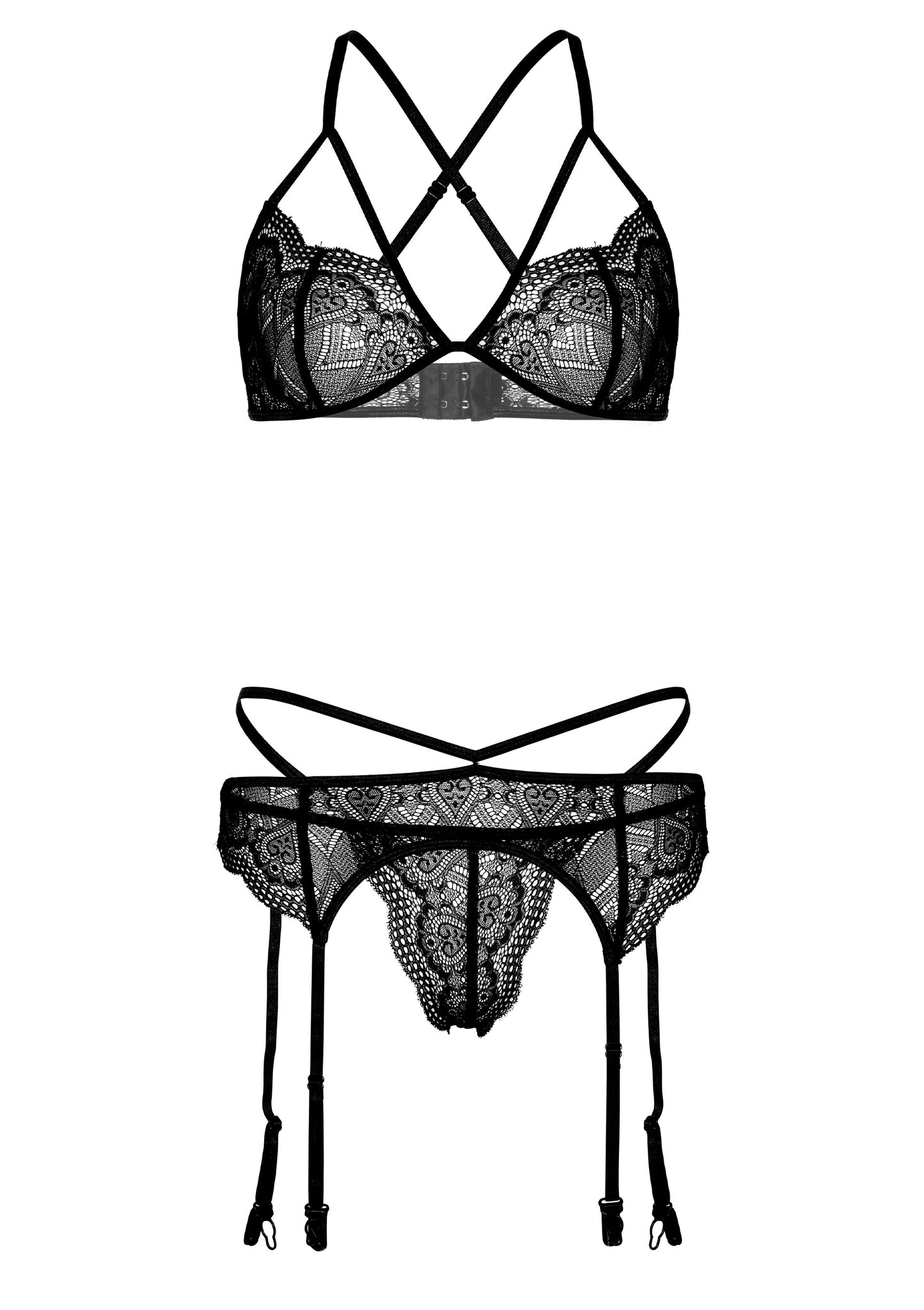 Completo intimo 4PC Garter Lingerie Set