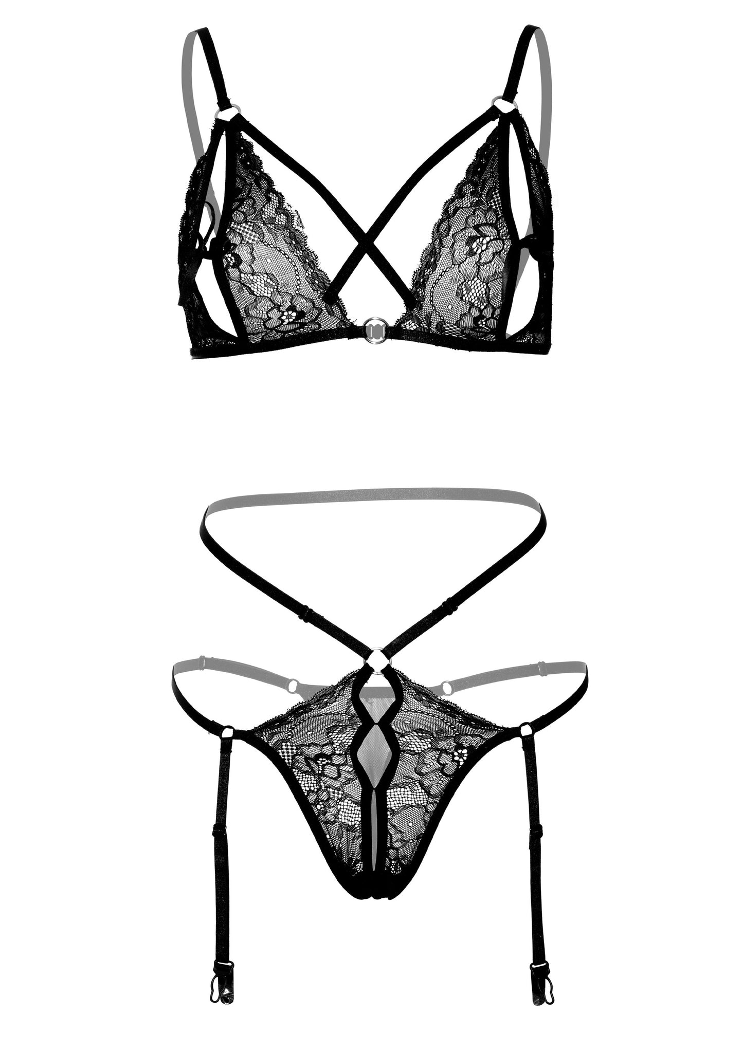 Completo intimo donna 2PC Peek-a-Boo Bra and Panty