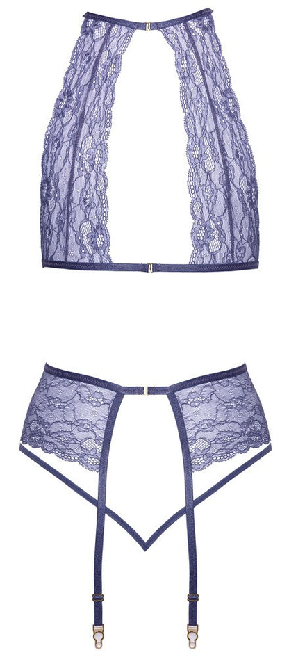 Completo intimo set reggiseno perizoma reggicalze lavanda