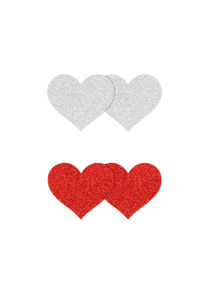 Copricapezzoli a forma di cuore Pasties Glitter Hearts 2 Pair